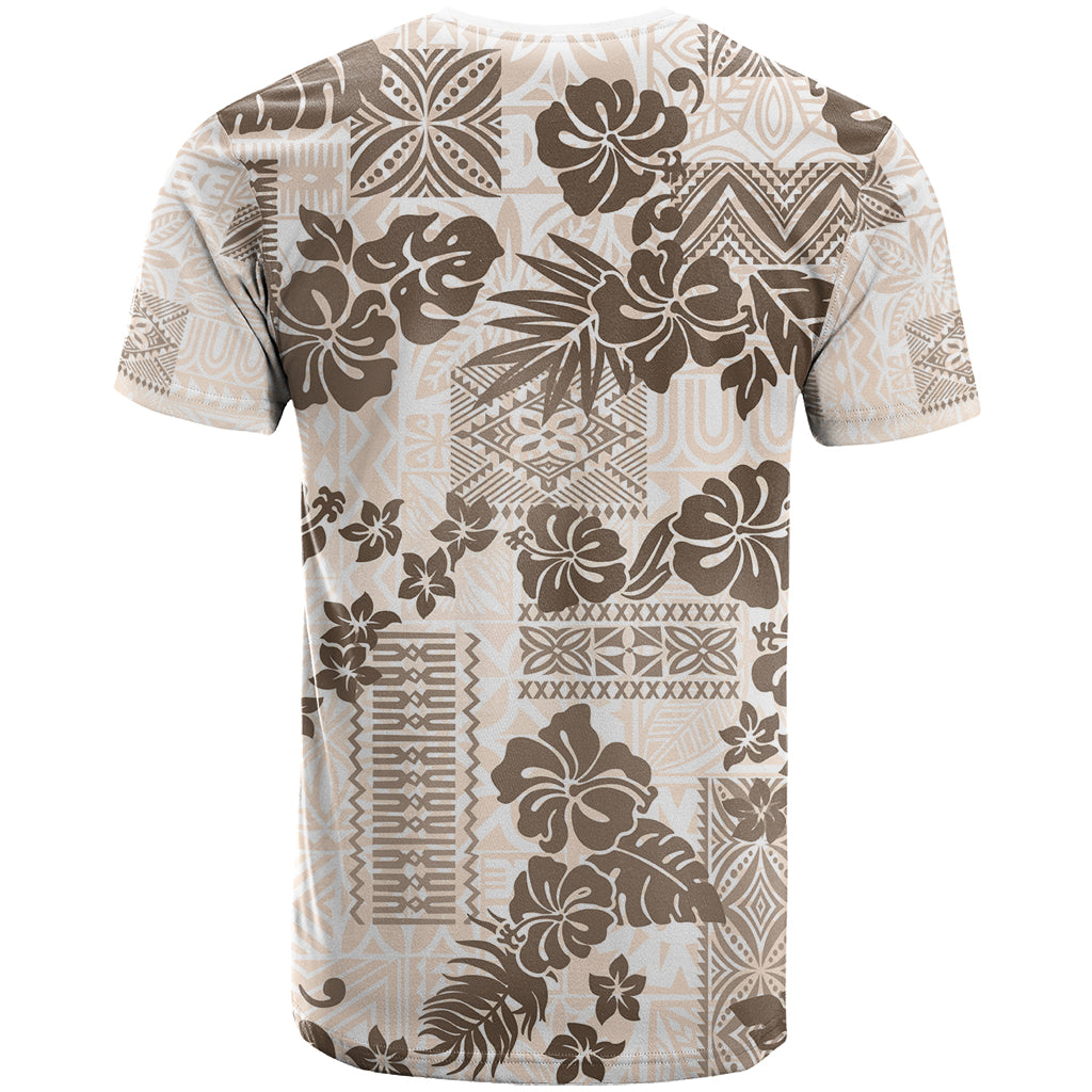 Vintage Hawaii T Shirt Hibiscus Tapa Tribal With Hawaiian Quilt Pattern Gold LT9 - Polynesian Pride