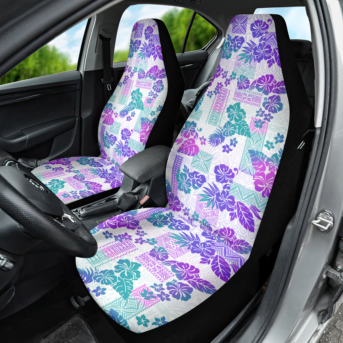 Vintage Hawaii Car Seat Cover Hibiscus Tapa Tribal With Hawaiian Quilt Pattern Purple LT9 - Polynesian Pride