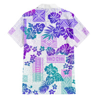 Vintage Hawaii Hawaiian Shirt Hibiscus Tapa Tribal With Hawaiian Quilt Pattern Purple LT9 - Polynesian Pride