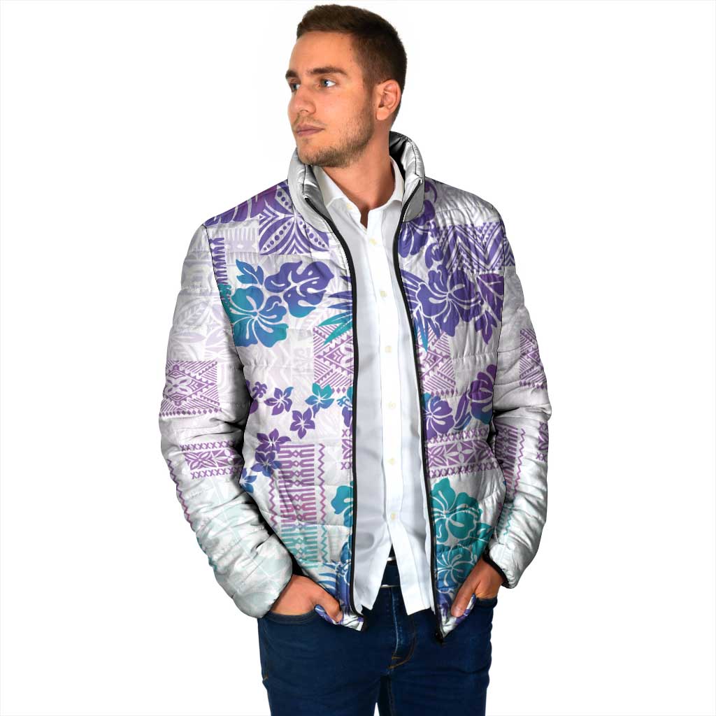 Vintage Hawaii Padded Jacket Hibiscus Tapa Tribal With Hawaiian Quilt Pattern Purple - Polynesian Pride