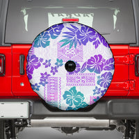 Vintage Hawaii Spare Tire Cover Hibiscus Tapa Tribal With Hawaiian Quilt Pattern Purple LT9 - Polynesian Pride