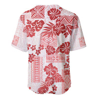 Vintage Hawaii Baseball Jersey Hibiscus Tapa Tribal With Hawaiian Quilt Pattern Red LT9 - Polynesian Pride