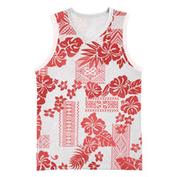 Vintage Hawaii Basketball Jersey Hibiscus Tapa Tribal With Hawaiian Quilt Pattern Red - Polynesian Pride