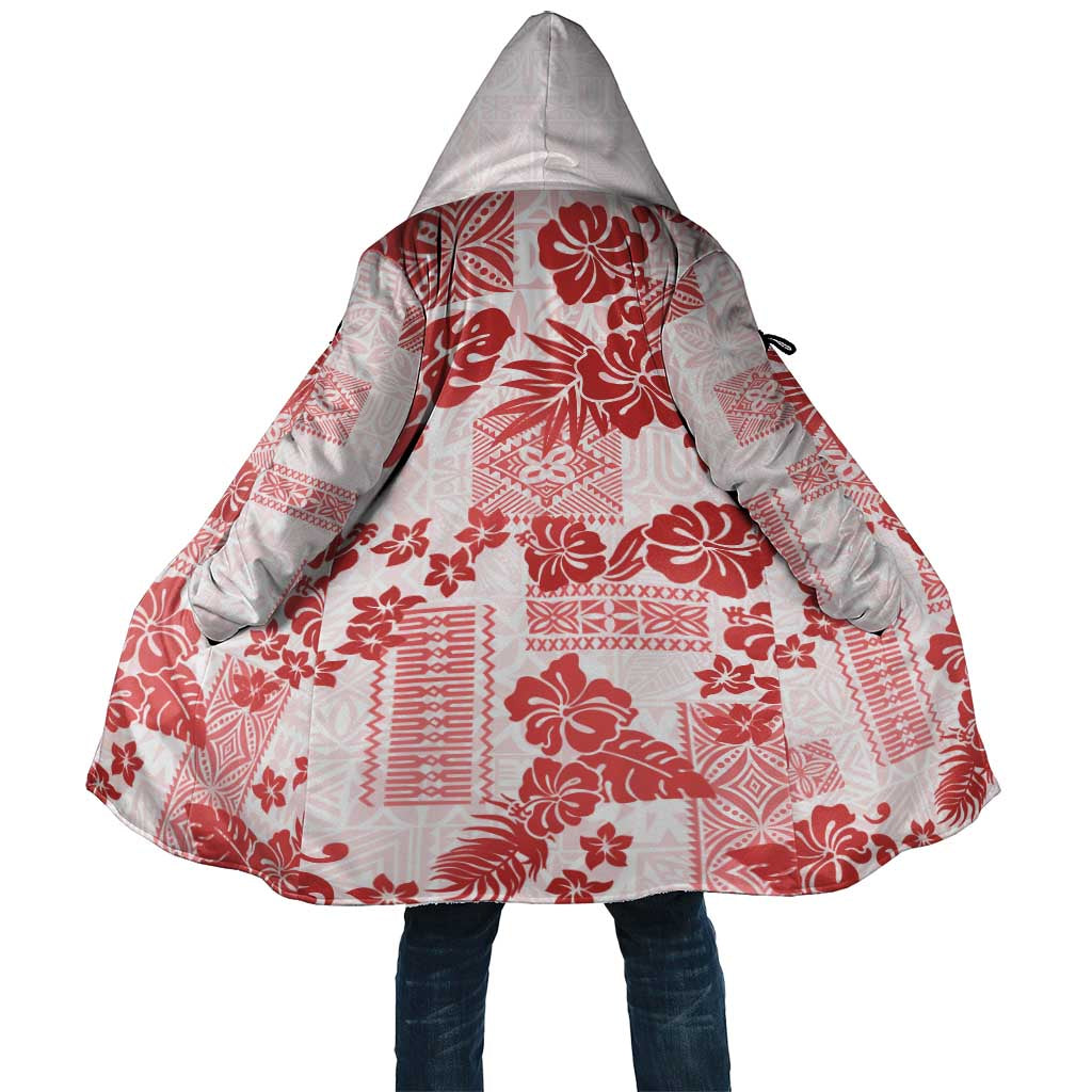 Vintage Hawaii Cloak Hibiscus Tapa Tribal With Hawaiian Quilt Pattern Red - Polynesian Pride