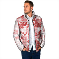 Vintage Hawaii Padded Jacket Hibiscus Tapa Tribal With Hawaiian Quilt Pattern Red - Polynesian Pride