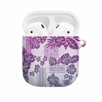 Vintage Hawaii AirPods Case Hibiscus Tapa Tribal With Hawaiian Quilt Pattern Violet - Polynesian Pride