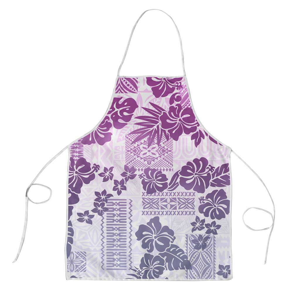 Vintage Hawaii Apron Hibiscus Tapa Tribal With Hawaiian Quilt Pattern Violet - Polynesian Pride