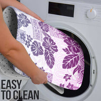 Vintage Hawaii Bathroom Set Hibiscus Tapa Tribal With Hawaiian Quilt Pattern Violet - Polynesian Pride