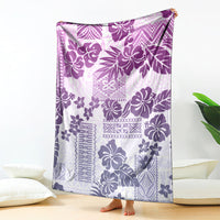 Vintage Hawaii Blanket Hibiscus Tapa Tribal With Hawaiian Quilt Pattern Violet LT9 Violet - Polynesian Pride