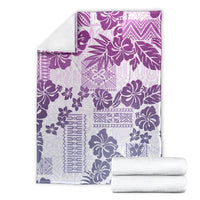 Vintage Hawaii Blanket Hibiscus Tapa Tribal With Hawaiian Quilt Pattern Violet LT9 - Polynesian Pride