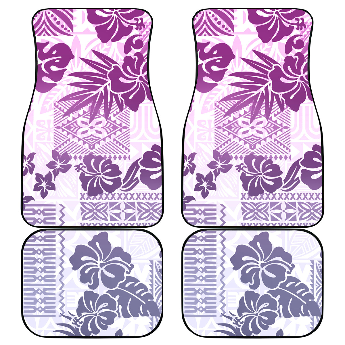 Vintage Hawaii Car Mats Hibiscus Tapa Tribal With Hawaiian Quilt Pattern Violet LT9 Violet - Polynesian Pride