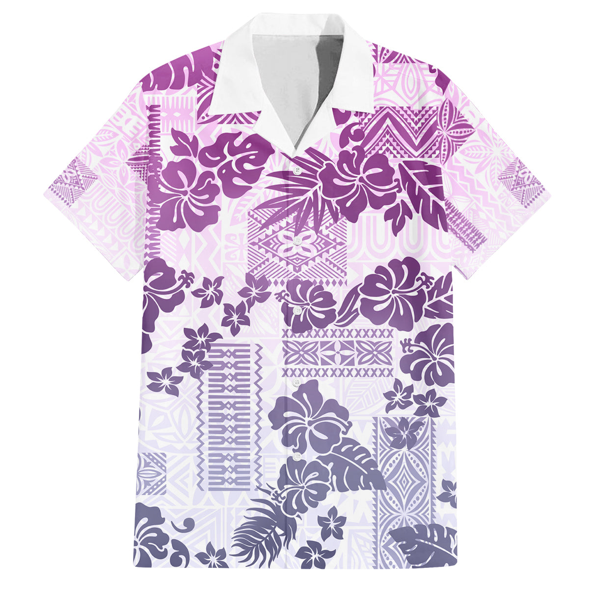 Vintage Hawaii Family Matching Long Sleeve Bodycon Dress and Hawaiian Shirt Hibiscus Tapa Tribal With Hawaiian Quilt Pattern Violet LT9 Dad's Shirt - Short Sleeve Violet - Polynesian Pride