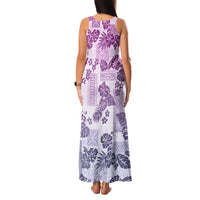 Vintage Hawaii Family Matching Tank Maxi Dress and Hawaiian Shirt Hibiscus Tapa Tribal With Hawaiian Quilt Pattern Violet LT9 - Polynesian Pride