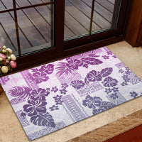 Vintage Hawaii Rubber Doormat Hibiscus Tapa Tribal With Hawaiian Quilt Pattern Violet LT9 - Polynesian Pride