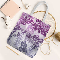 Vintage Hawaii Tote Bag Hibiscus Tapa Tribal With Hawaiian Quilt Pattern Violet - Polynesian Pride