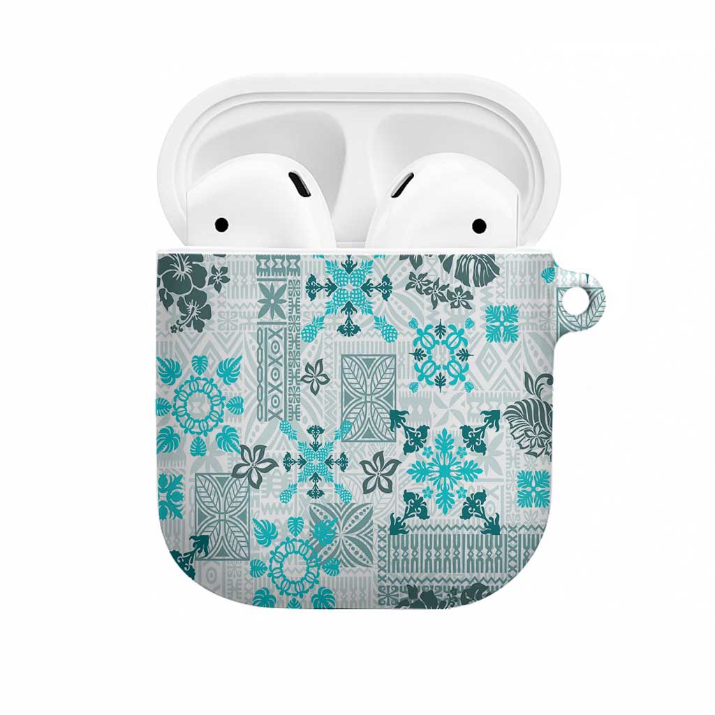 Hawaii Tapa Tribal AirPods Case With Hawaiian Quilt Pattern Aqua - Polynesian Pride