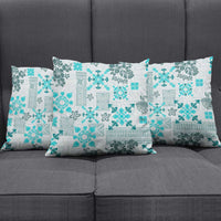 Hawaii Tapa Tribal Pillow Cover With Hawaiian Quilt Pattern Aqua LT9 - Polynesian Pride