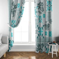 Hawaii Tapa Tribal Window Curtain With Hawaiian Quilt Pattern Aqua LT9 - Polynesian Pride