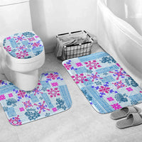 Hawaii Tapa Tribal Bathroom Set With Hawaiian Quilt Pattern Blue - Polynesian Pride