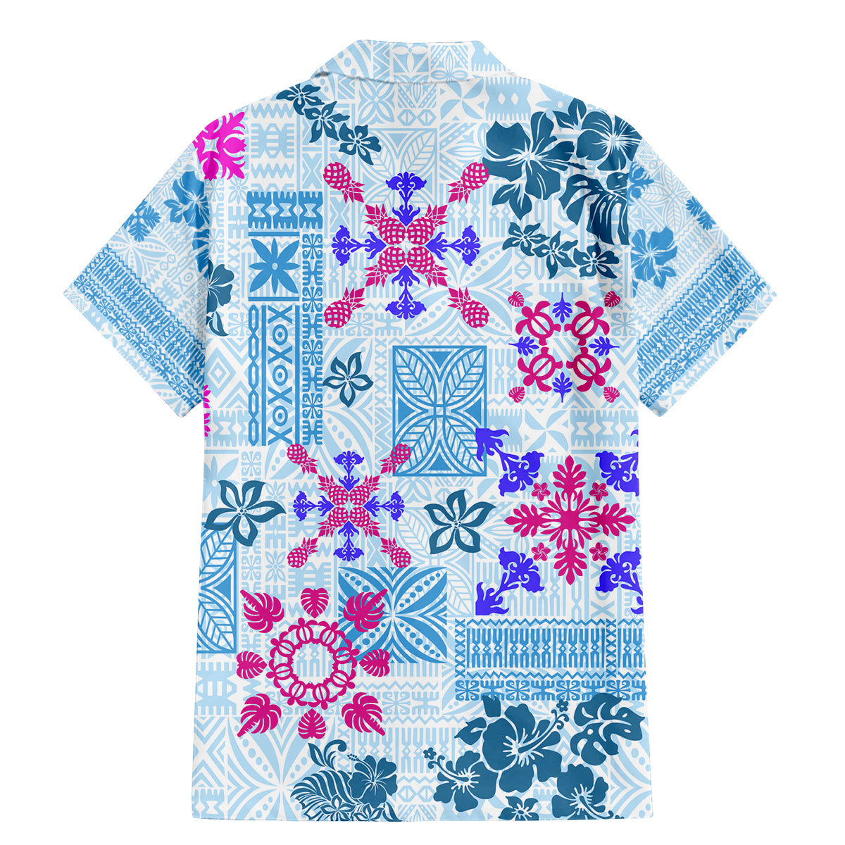 Hawaii Tapa Tribal Family Matching Mermaid Dress and Hawaiian Shirt With Hawaiian Quilt Pattern Blue LT9 - Polynesian Pride