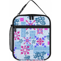 Hawaii Tapa Tribal Lunch Bag With Hawaiian Quilt Pattern Blue LT9 10.2 × 8.3 × 4.3 inch Blue - Polynesian Pride