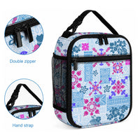 Hawaii Tapa Tribal Lunch Bag With Hawaiian Quilt Pattern Blue LT9 - Polynesian Pride