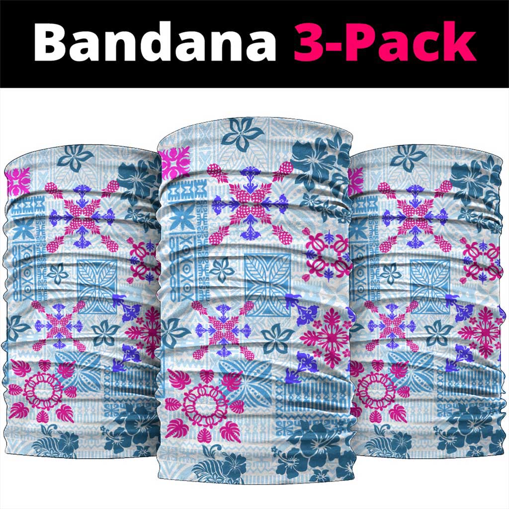Hawaii Tapa Tribal Neck Gaiter With Hawaiian Quilt Pattern Blue LT9 package One Size: 25*50cm Blue - Polynesian Pride