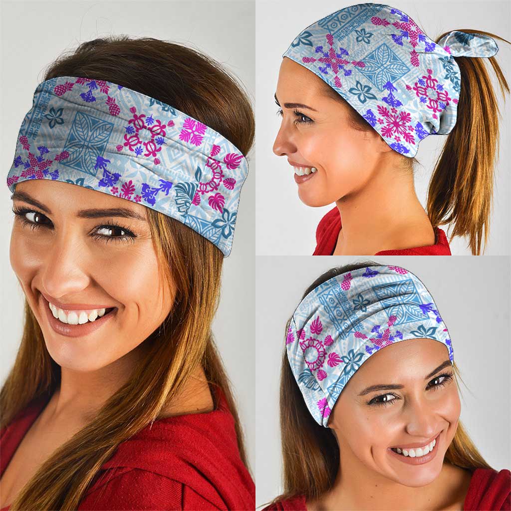Hawaii Tapa Tribal Neck Gaiter With Hawaiian Quilt Pattern Blue LT9 - Polynesian Pride