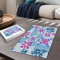 Hawaii Tapa Tribal Puzzle With Hawaiian Quilt Pattern Blue - Polynesian Pride