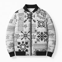 Hawaii Tapa Tribal Bomber Puffer Jacket With Hawaiian Quilt Pattern Black - Polynesian Pride