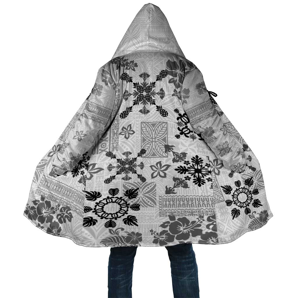 Hawaii Tapa Tribal Cloak With Hawaiian Quilt Pattern Black - Polynesian Pride