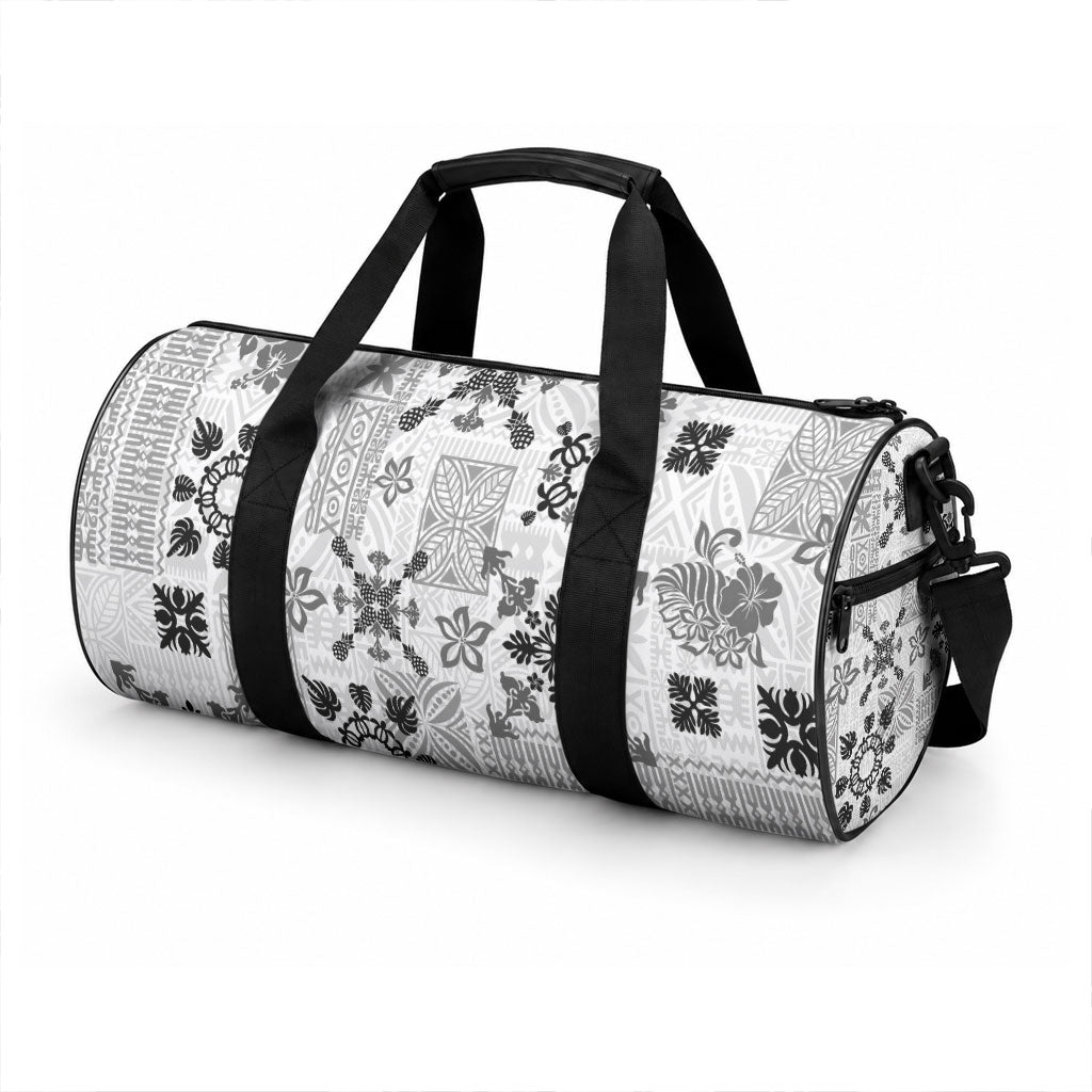 Hawaii Tapa Tribal Duffle Bag With Hawaiian Quilt Pattern Black LT9 - Polynesian Pride