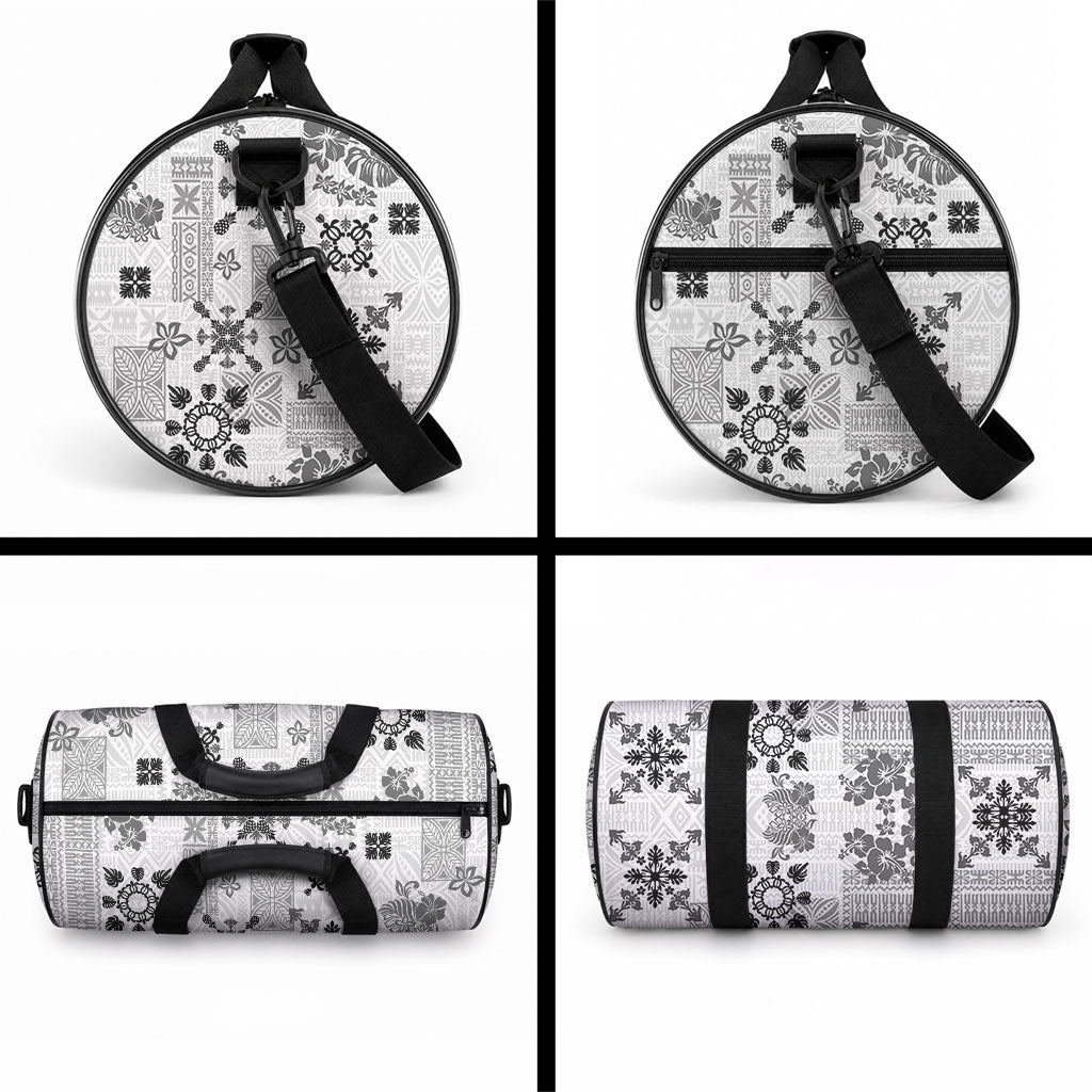 Hawaii Tapa Tribal Duffle Bag With Hawaiian Quilt Pattern Black LT9 - Polynesian Pride