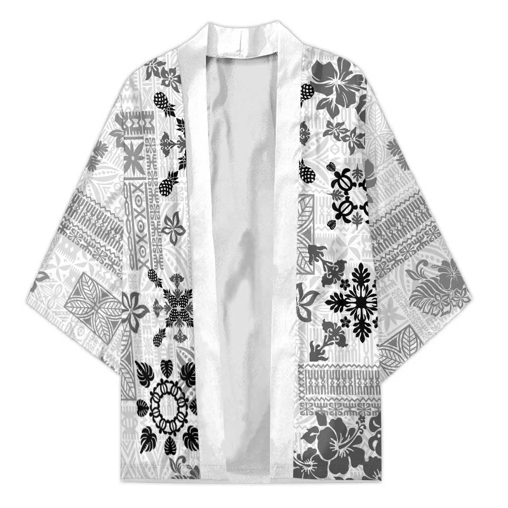 Hawaii Tapa Tribal Kimono With Hawaiian Quilt Pattern Black LT9 Unisex Black - Polynesian Pride