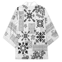 Hawaii Tapa Tribal Kimono With Hawaiian Quilt Pattern Black LT9 - Polynesian Pride
