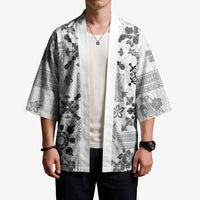 Hawaii Tapa Tribal Kimono With Hawaiian Quilt Pattern Black LT9 - Polynesian Pride