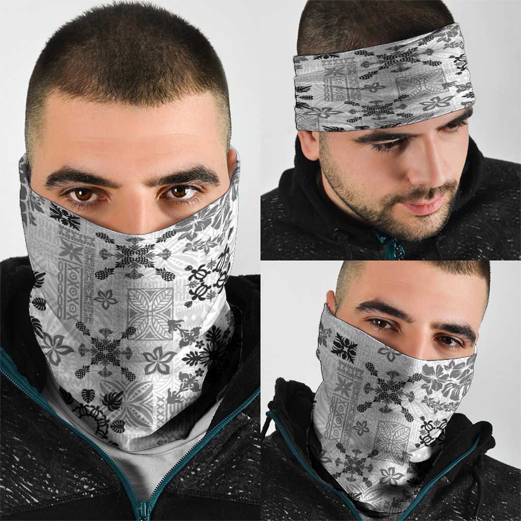 Hawaii Tapa Tribal Neck Gaiter With Hawaiian Quilt Pattern Black - Polynesian Pride
