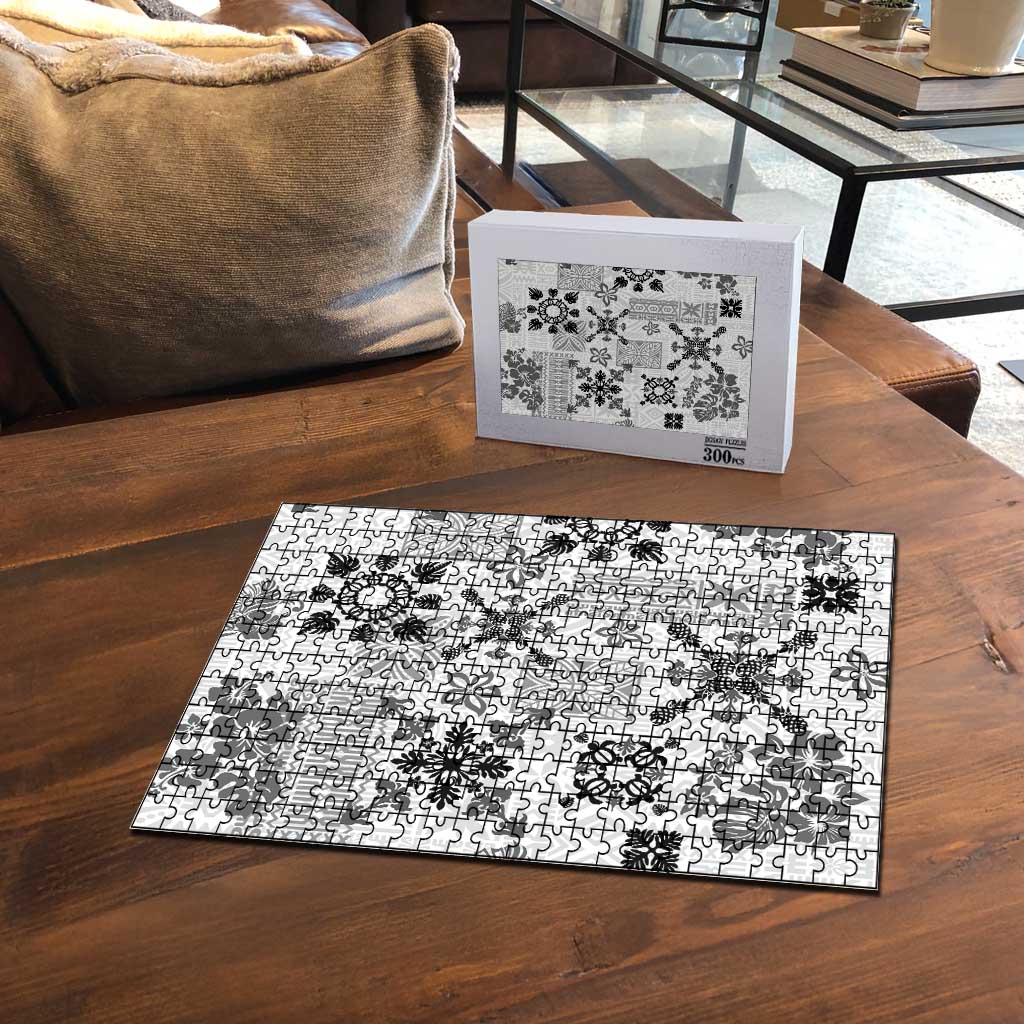 Hawaii Tapa Tribal Puzzle With Hawaiian Quilt Pattern Black - Polynesian Pride