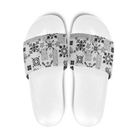 Hawaii Tapa Tribal Slide Sandals With Hawaiian Quilt Pattern Black LT9 Black - Polynesian Pride