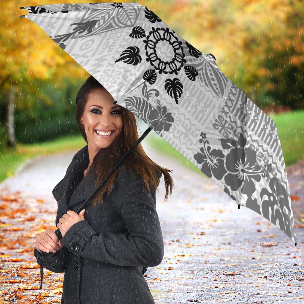 Hawaii Tapa Tribal Umbrella With Hawaiian Quilt Pattern Black - Polynesian Pride