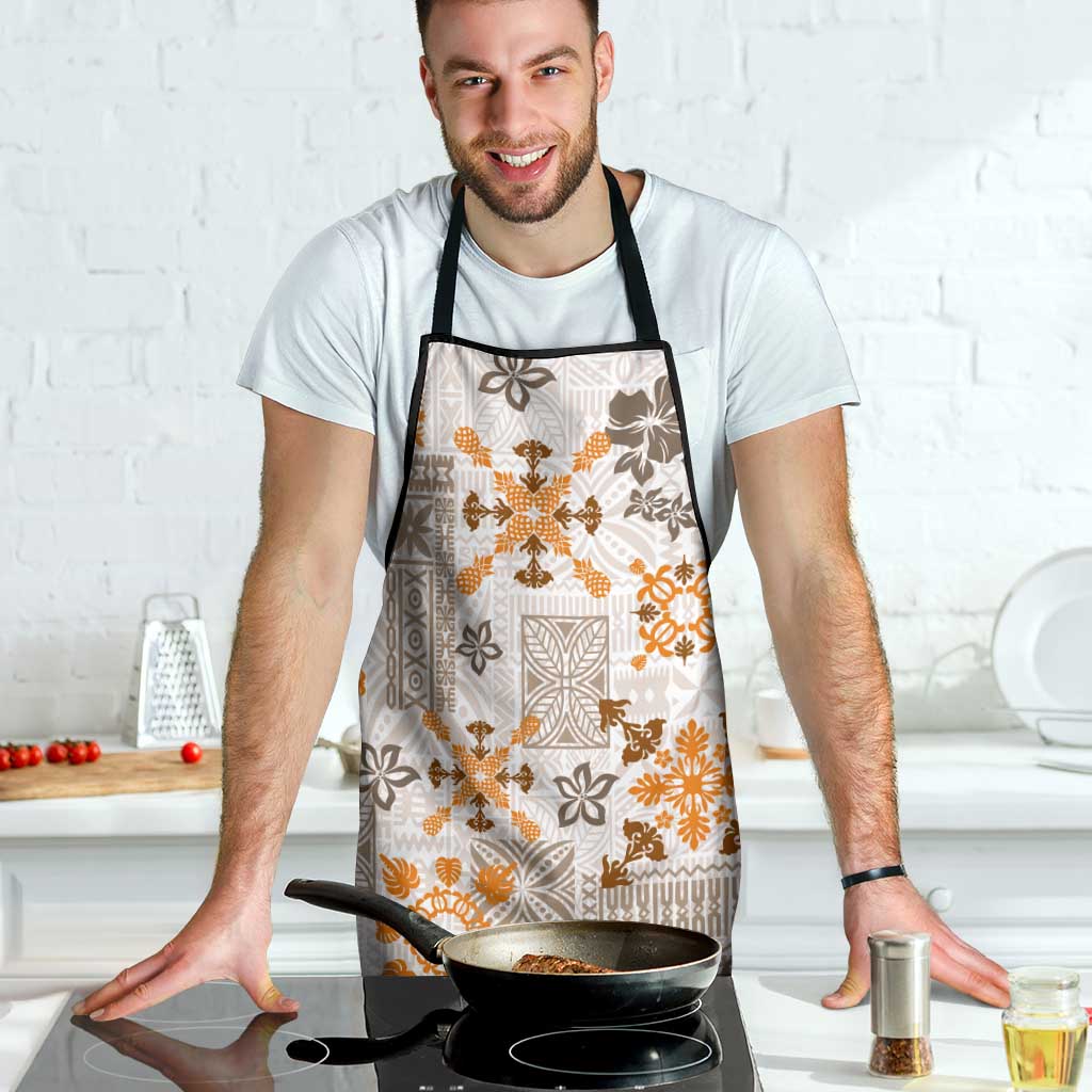 Hawaii Tapa Tribal Apron With Hawaiian Quilt Pattern Gold - Polynesian Pride