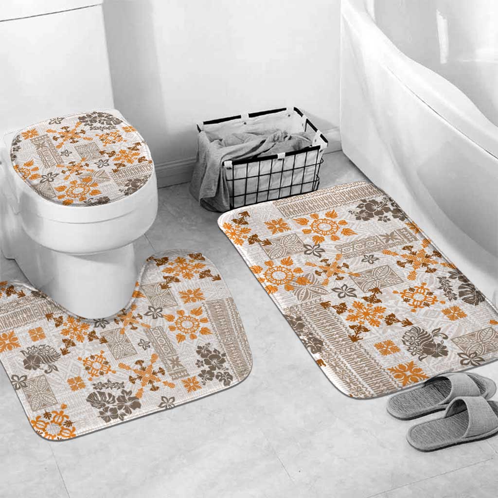Hawaii Tapa Tribal Bathroom Set With Hawaiian Quilt Pattern Gold - Polynesian Pride