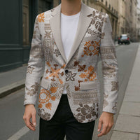 Hawaii Tapa Tribal Blazer With Hawaiian Quilt Pattern Gold LT9 - Polynesian Pride