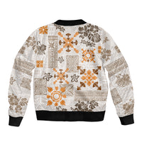 Hawaii Tapa Tribal Bomber Jacket With Hawaiian Quilt Pattern Gold LT9 - Polynesian Pride