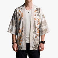 Hawaii Tapa Tribal Kimono With Hawaiian Quilt Pattern Gold LT9 - Polynesian Pride