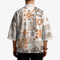 Hawaii Tapa Tribal Kimono With Hawaiian Quilt Pattern Gold LT9 - Polynesian Pride