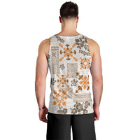 Hawaii Tapa Tribal Men Tank Top With Hawaiian Quilt Pattern Gold LT9 - Polynesian Pride