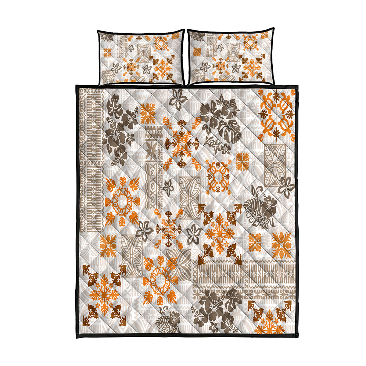 Hawaii Tapa Tribal Quilt Bed Set With Hawaiian Quilt Pattern Gold LT9 Gold - Polynesian Pride
