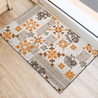 Hawaii Tapa Tribal Rubber Doormat With Hawaiian Quilt Pattern Gold LT9 - Polynesian Pride