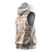 Hawaii Tapa Tribal Sleeveless Hoodie With Hawaiian Quilt Pattern Gold - Polynesian Pride